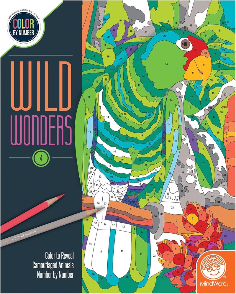 Mindware Color By Number Wild Wonders (Book 4) Animal Coloring Book For Kids - Image 1